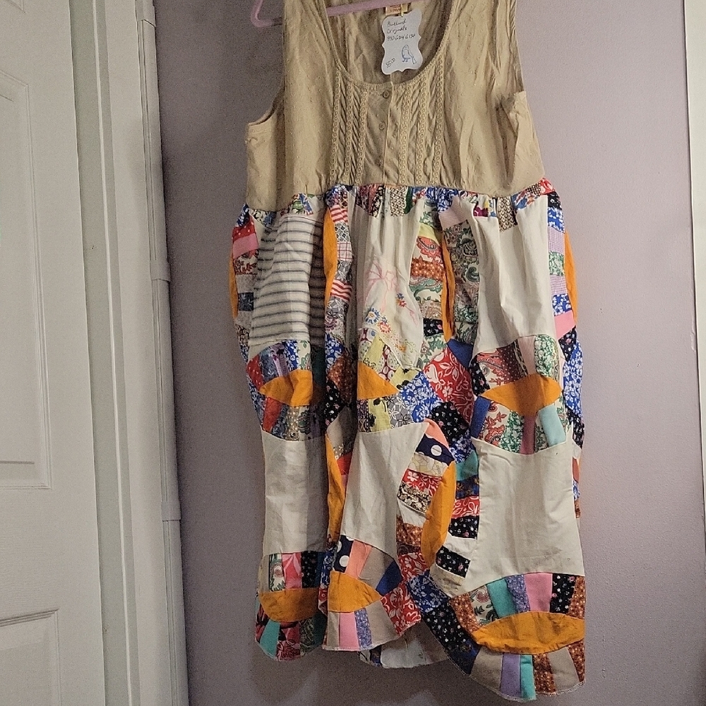 ONE OF A KIND Quilt Upcyled Womens Dress By Blue Bird Designs  Multi Patchwork
